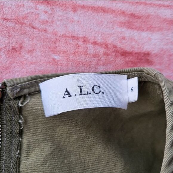 A.L.C‎ Army Green Valeria Lace Up Grommet Fitted Mini Sheath Dress 6 - Picture 6 of 7